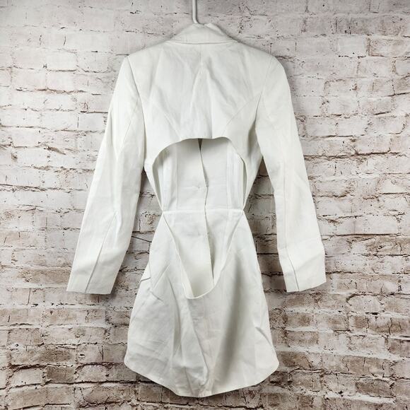 Selmacilek Waist Low-Cut Linen Jacket White Medium NWT Cut Out Open Back - Picture 7 of 11